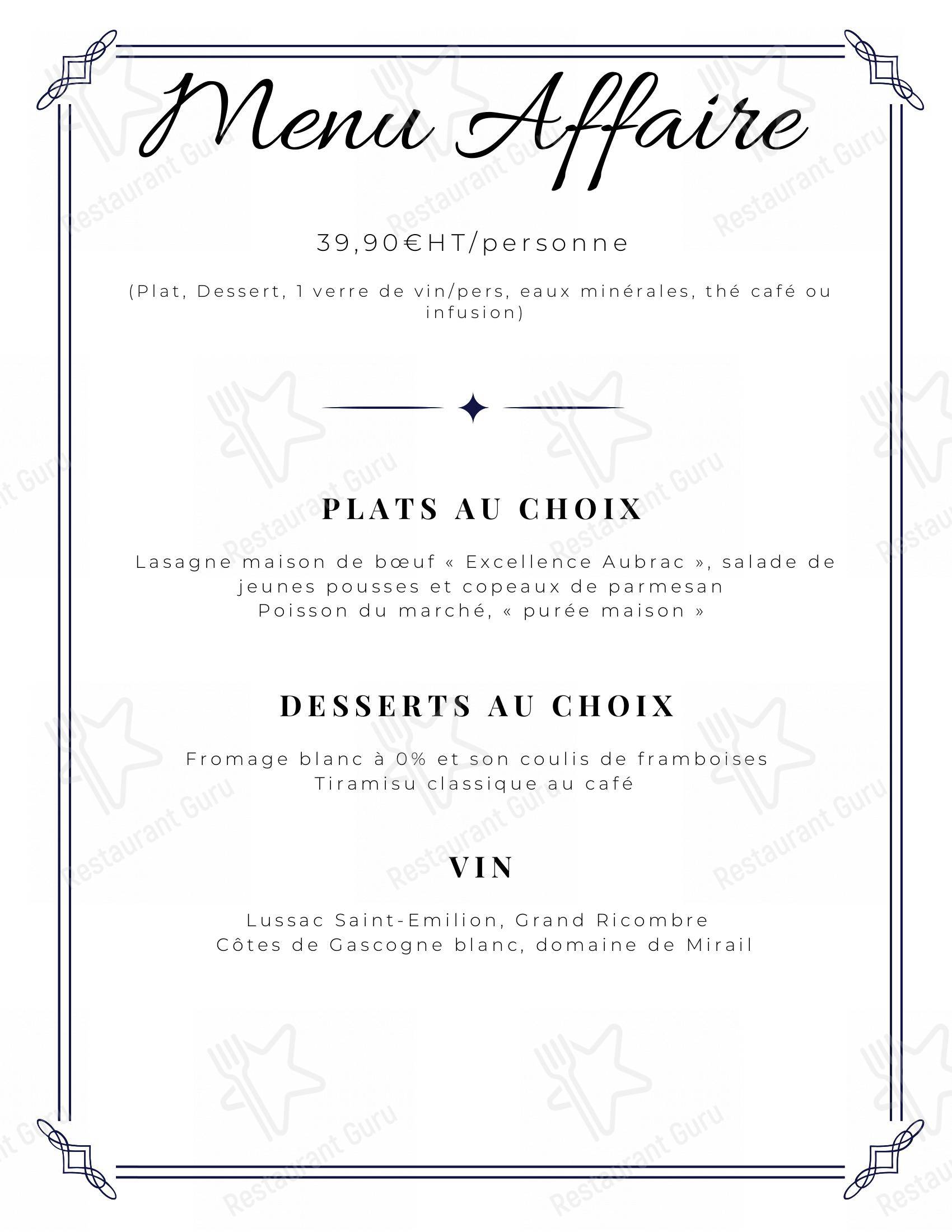 Menu bar pour Hortense restaurant