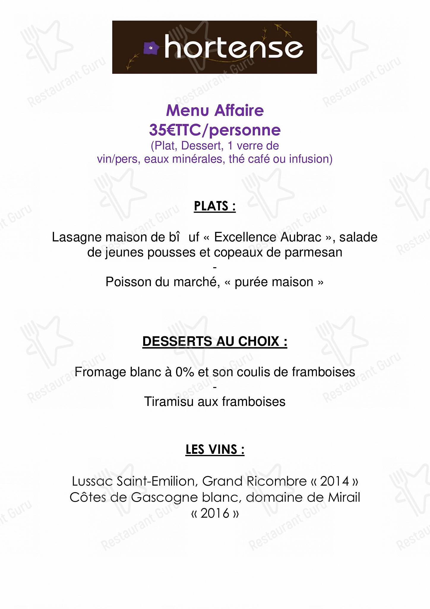 Menu pour Hortense