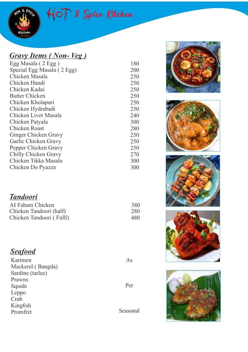 Hot And Spice Kitchen menu