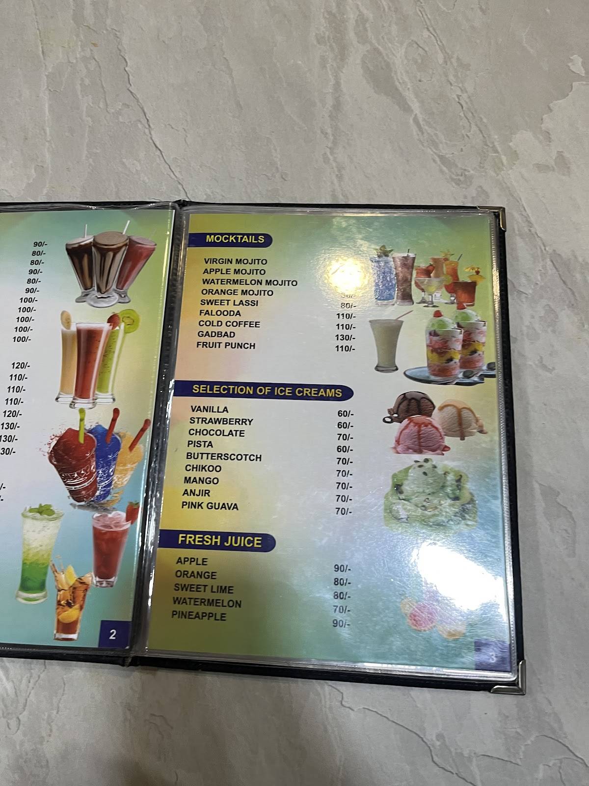 Hotel Delight menu