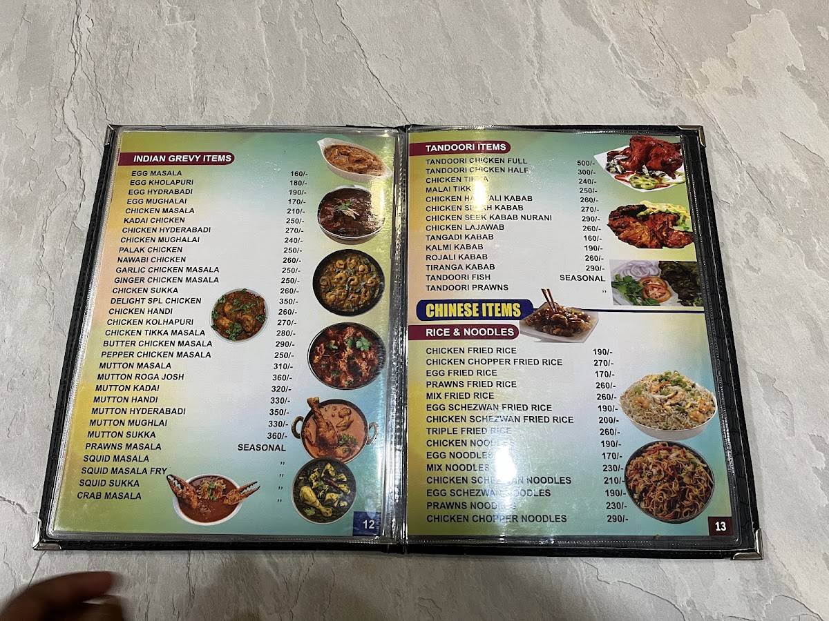 Hotel Delight menu