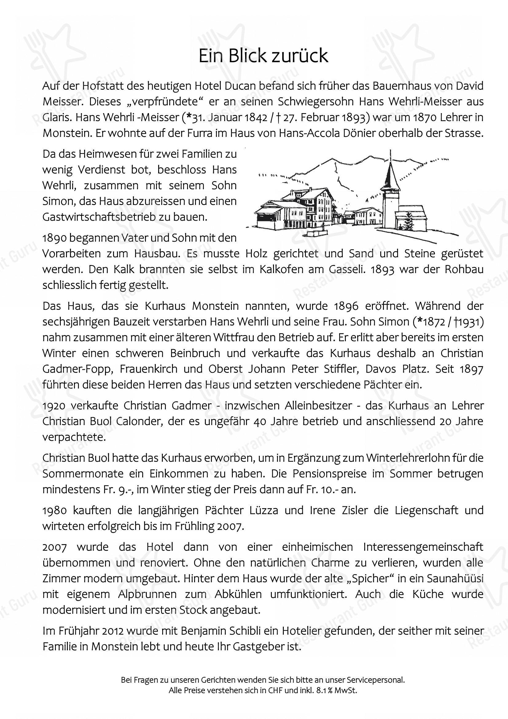 Hotel Ducan in Davos - Menu bar