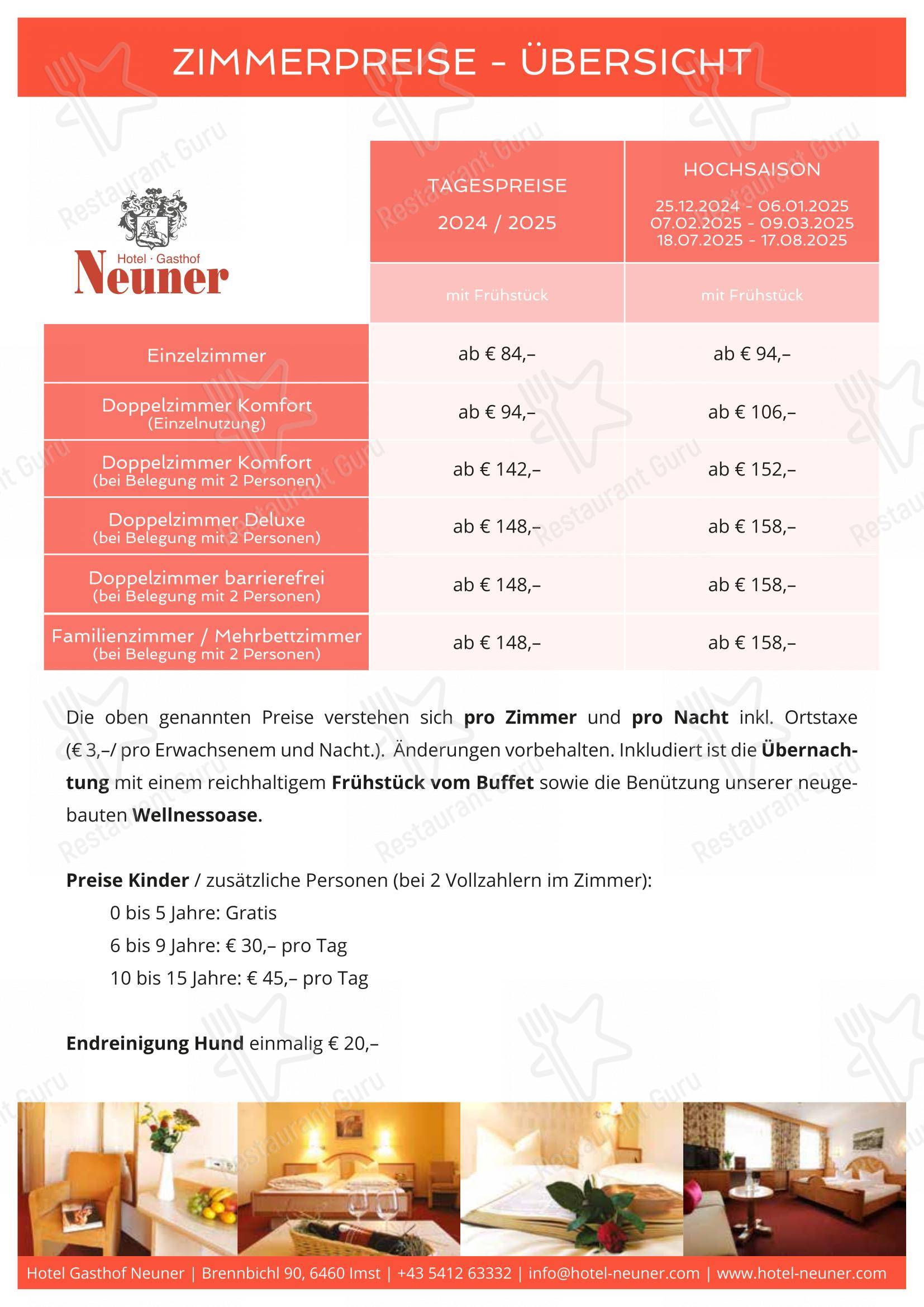 Коктейльная карта pour Hotel Gasthof Neuner dans Karrösten