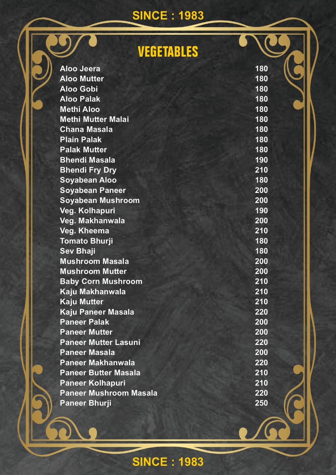 Hotel Shree Durga menu