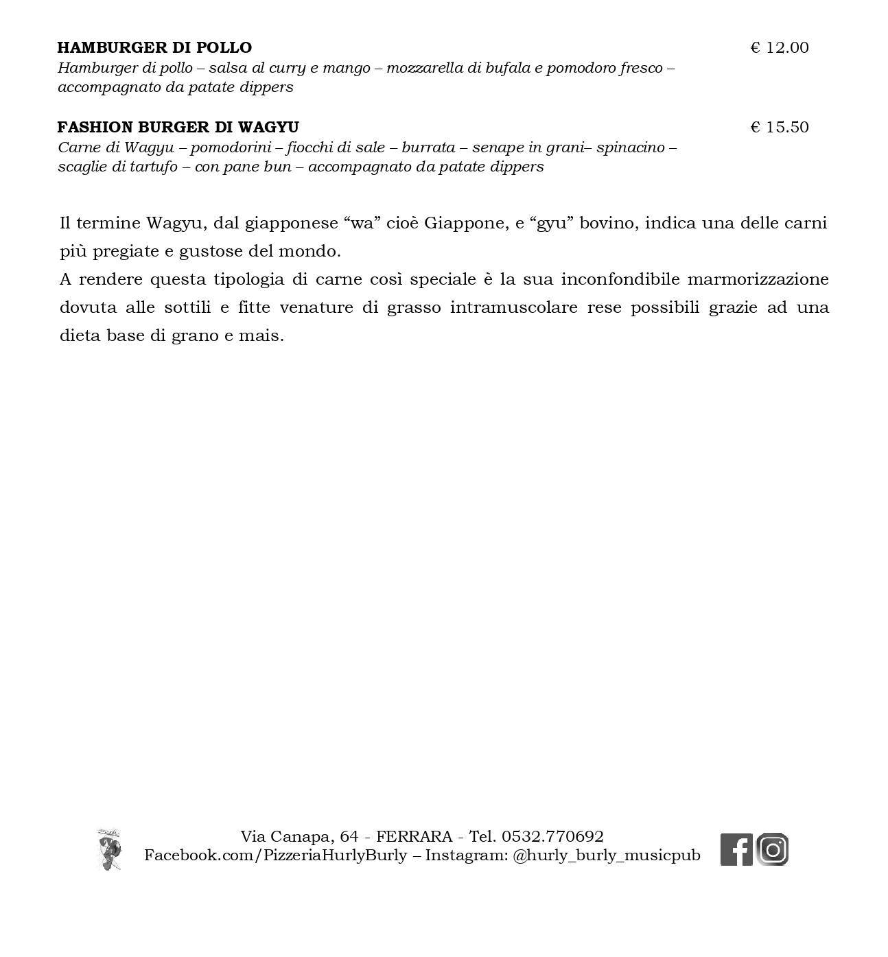 Menu di Hurly Burly 