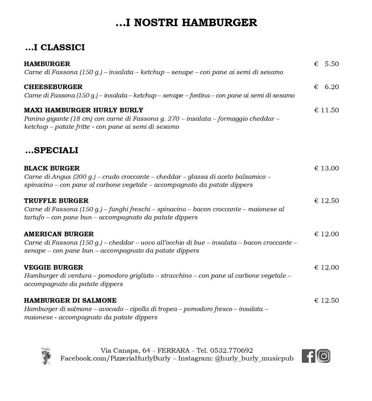 Menu di Hurly Burly 