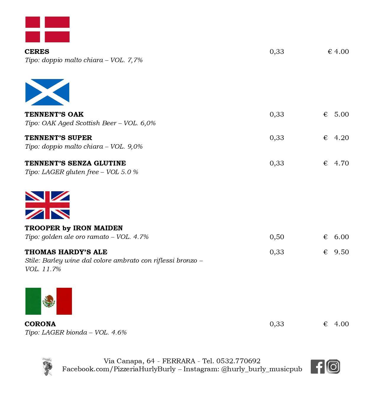 Menu di Hurly Burly 