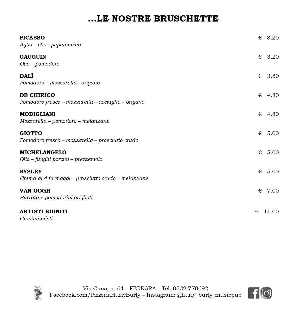 Menu di Hurly Burly 