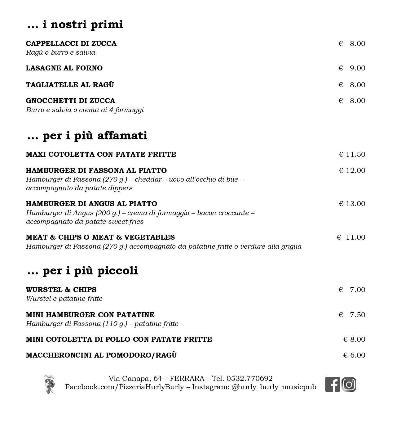 Menu di Hurly Burly 