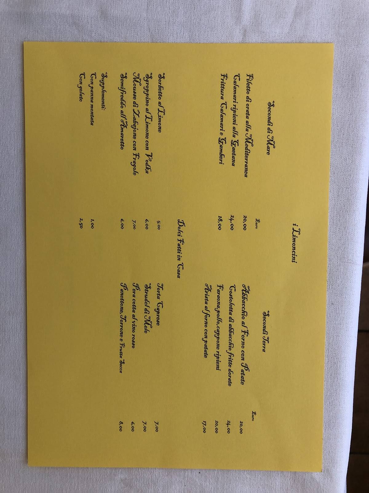 Menu di I Limoncini 
