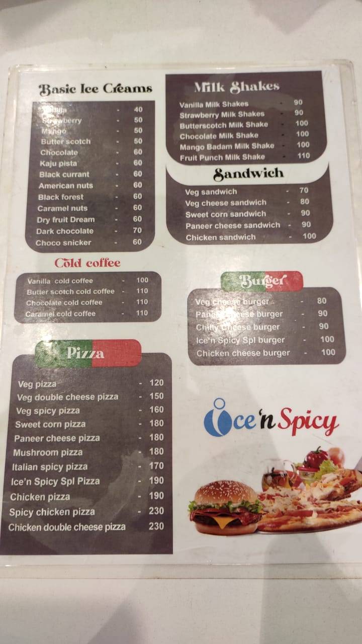 Ice n spice menu