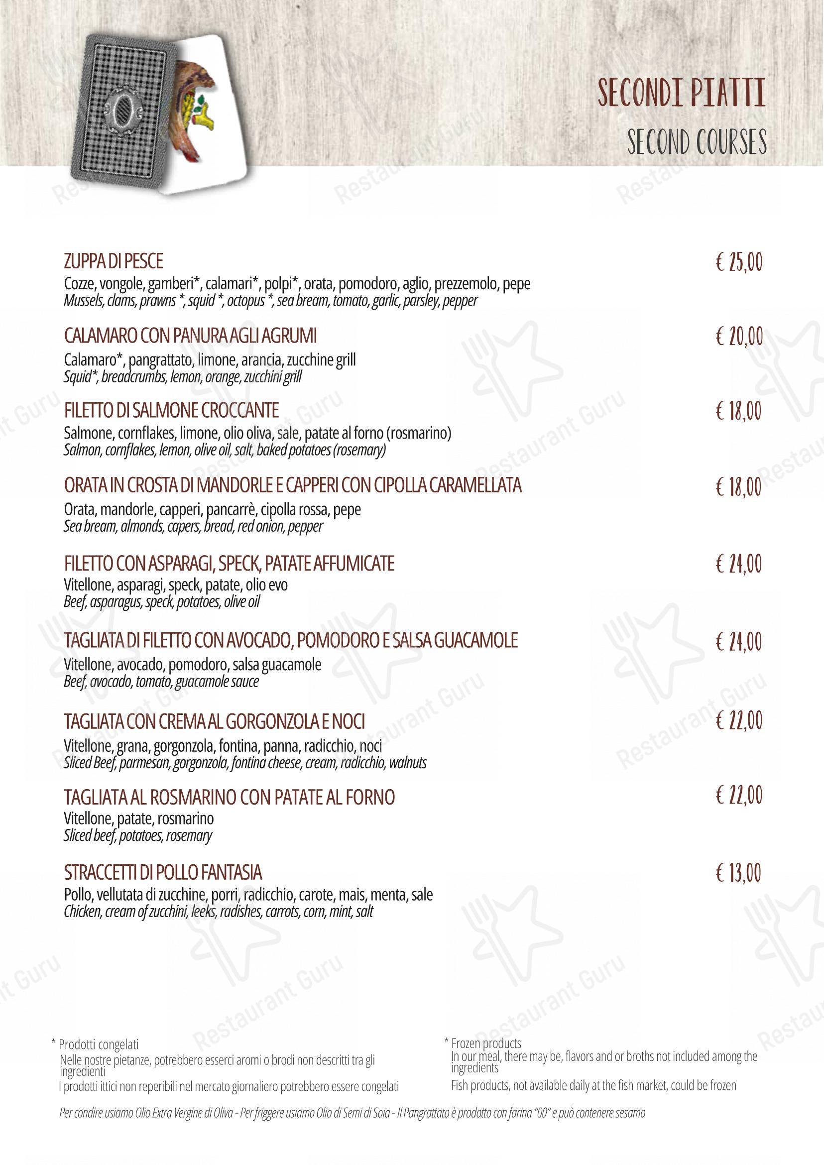 Menu pour Il Baro pizzeria