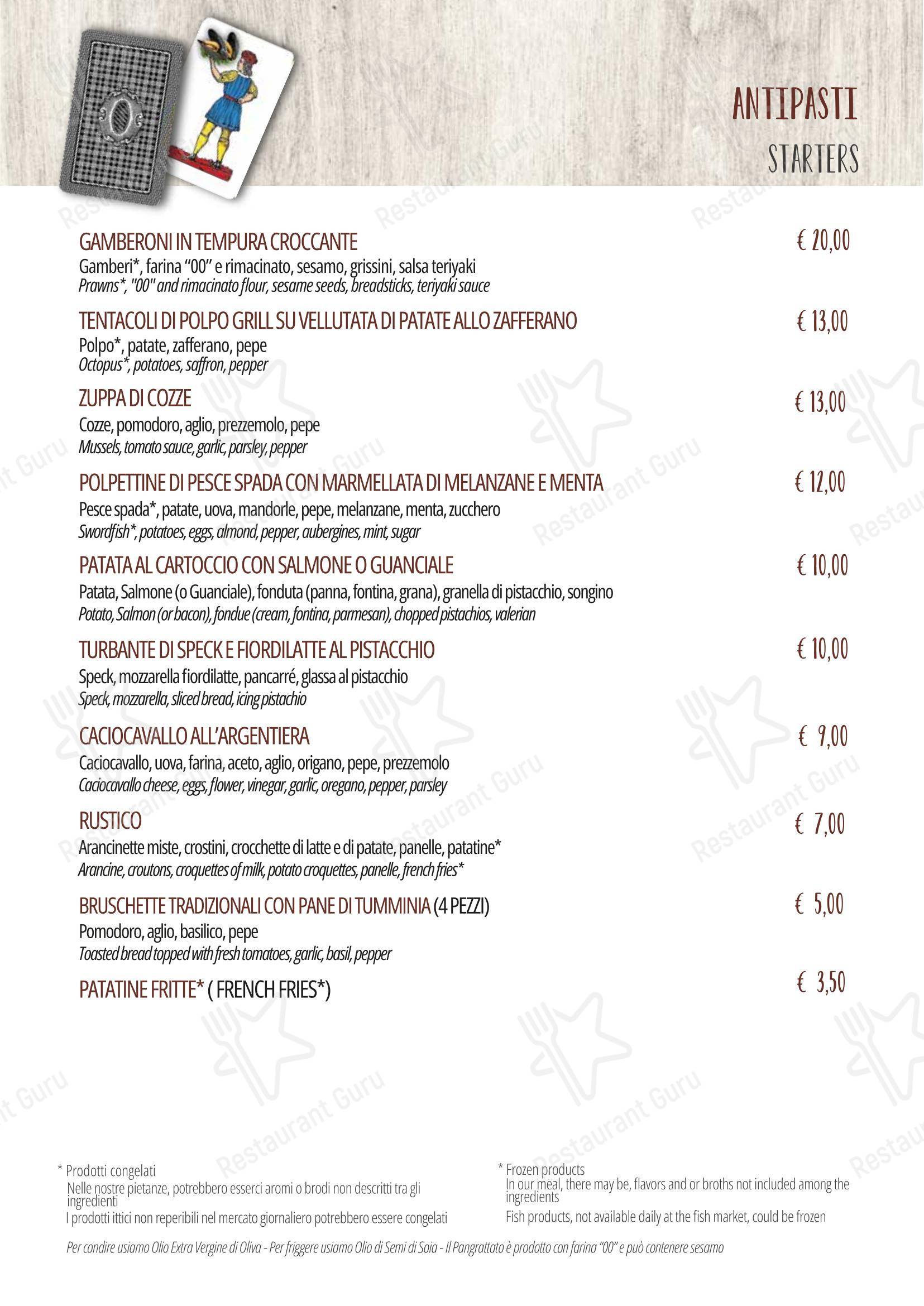 Menu pour Il Baro pizzeria