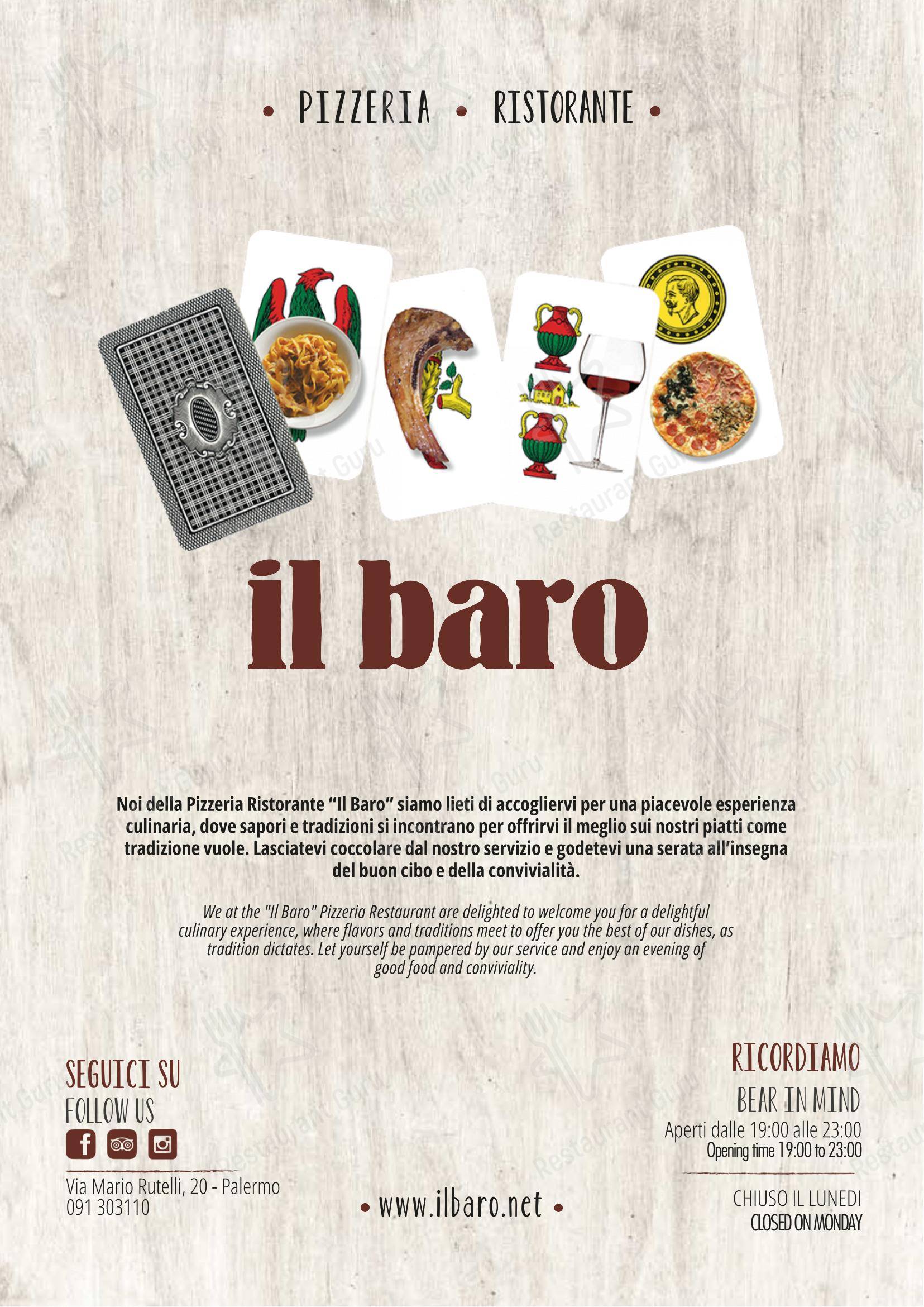 Menu per Il Baro pizzeria
