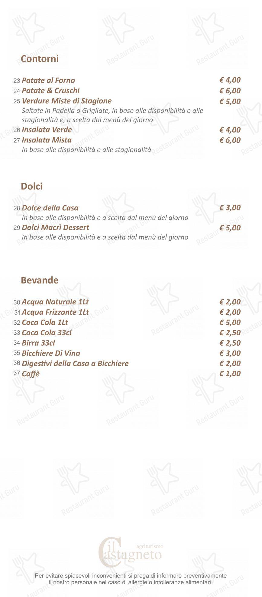 Menu per Agriturismo Il Castagneto - Padula in Padula