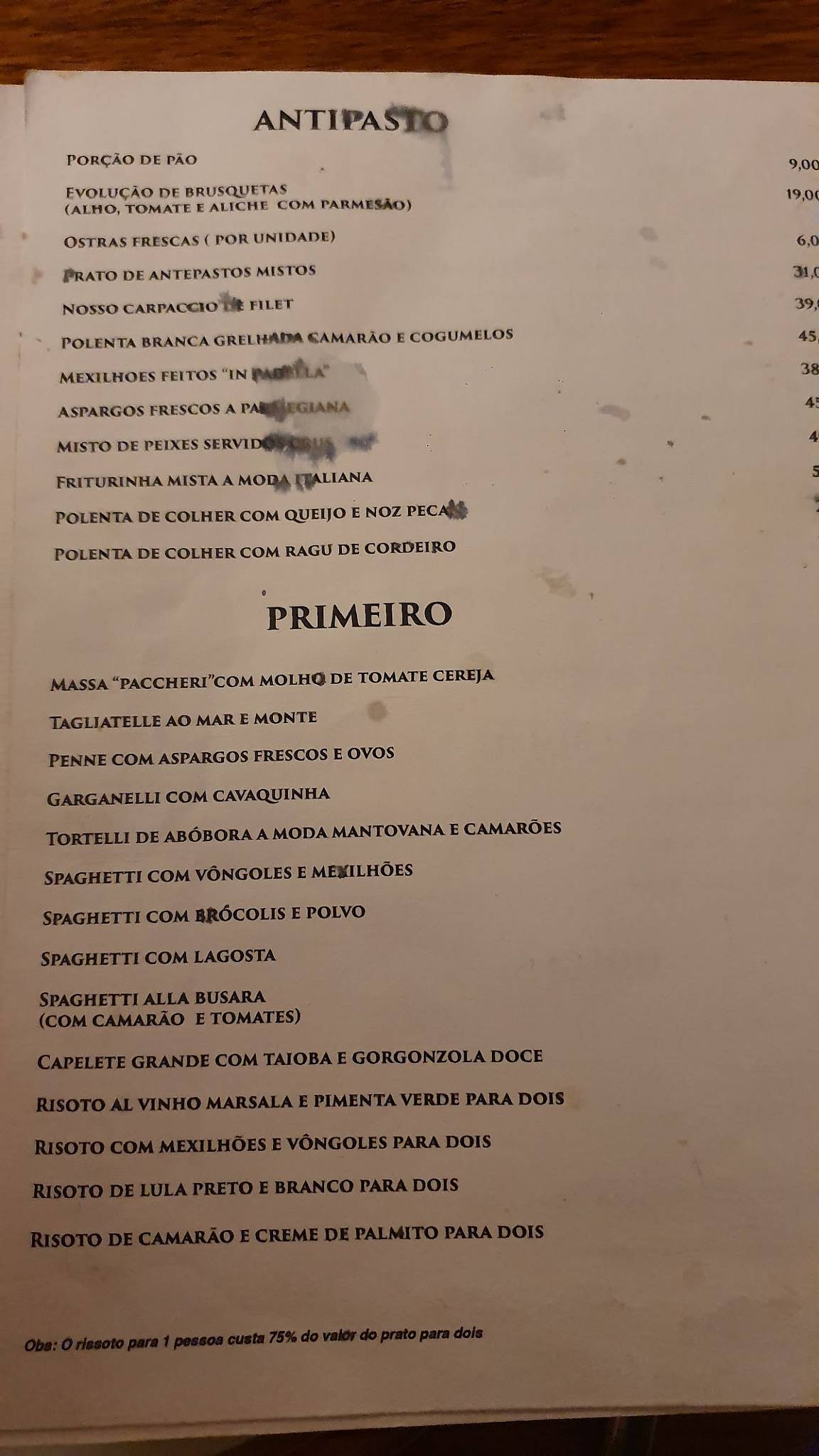 Menu em Il Leone Restaurante, Rio de Janeiro