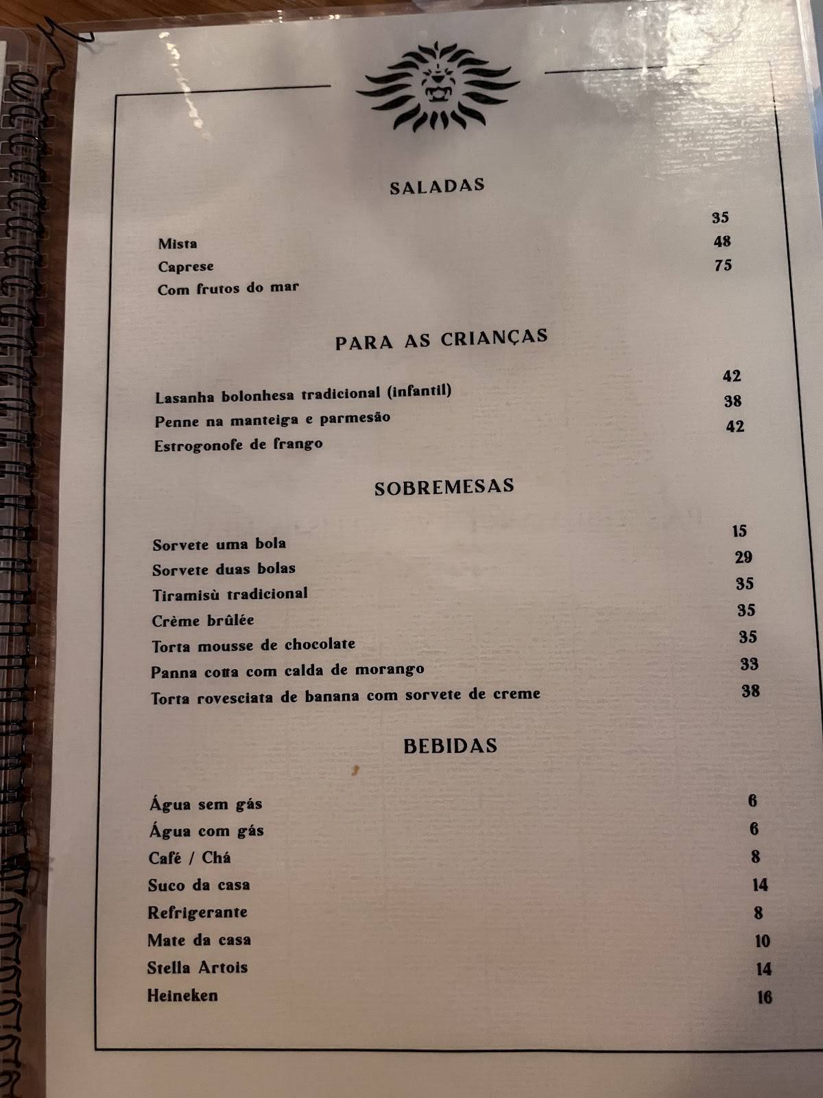 Il Leone Restaurante cardápio