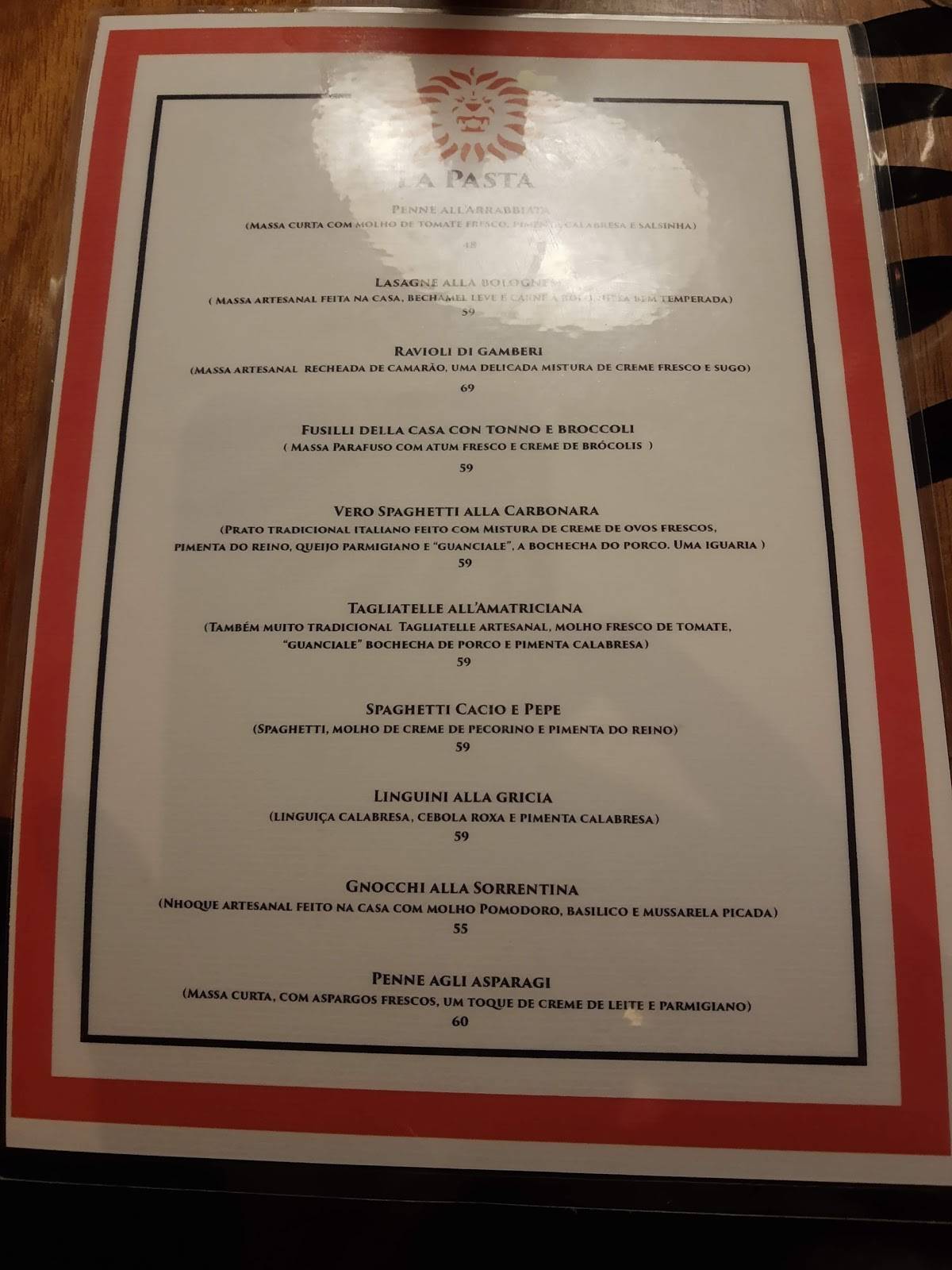 Menu em Il Leone Restaurante, Rio de Janeiro