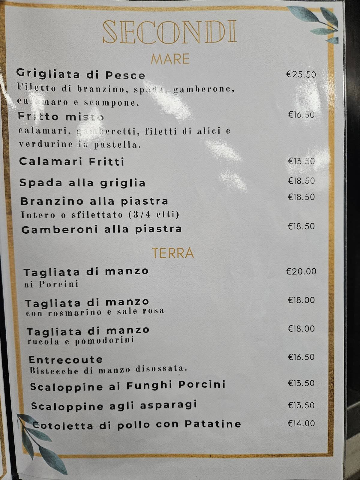 Menu di Goccia di Mare 