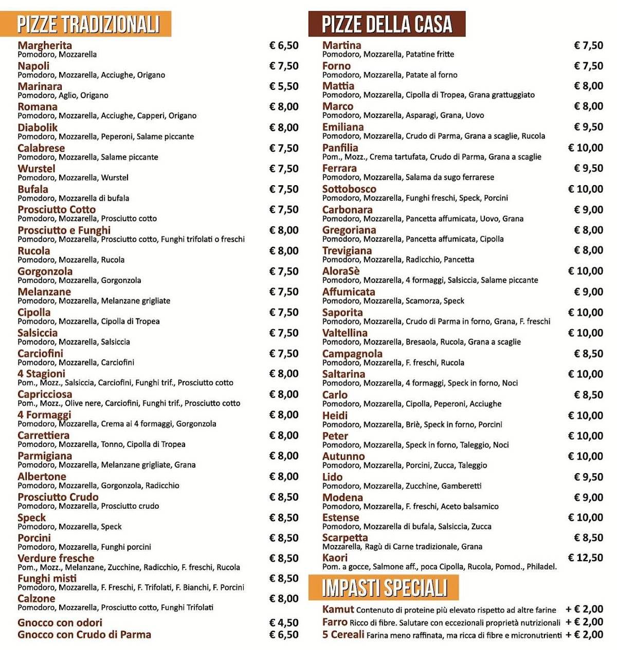 Menu di Il Piccolo Pàcero 