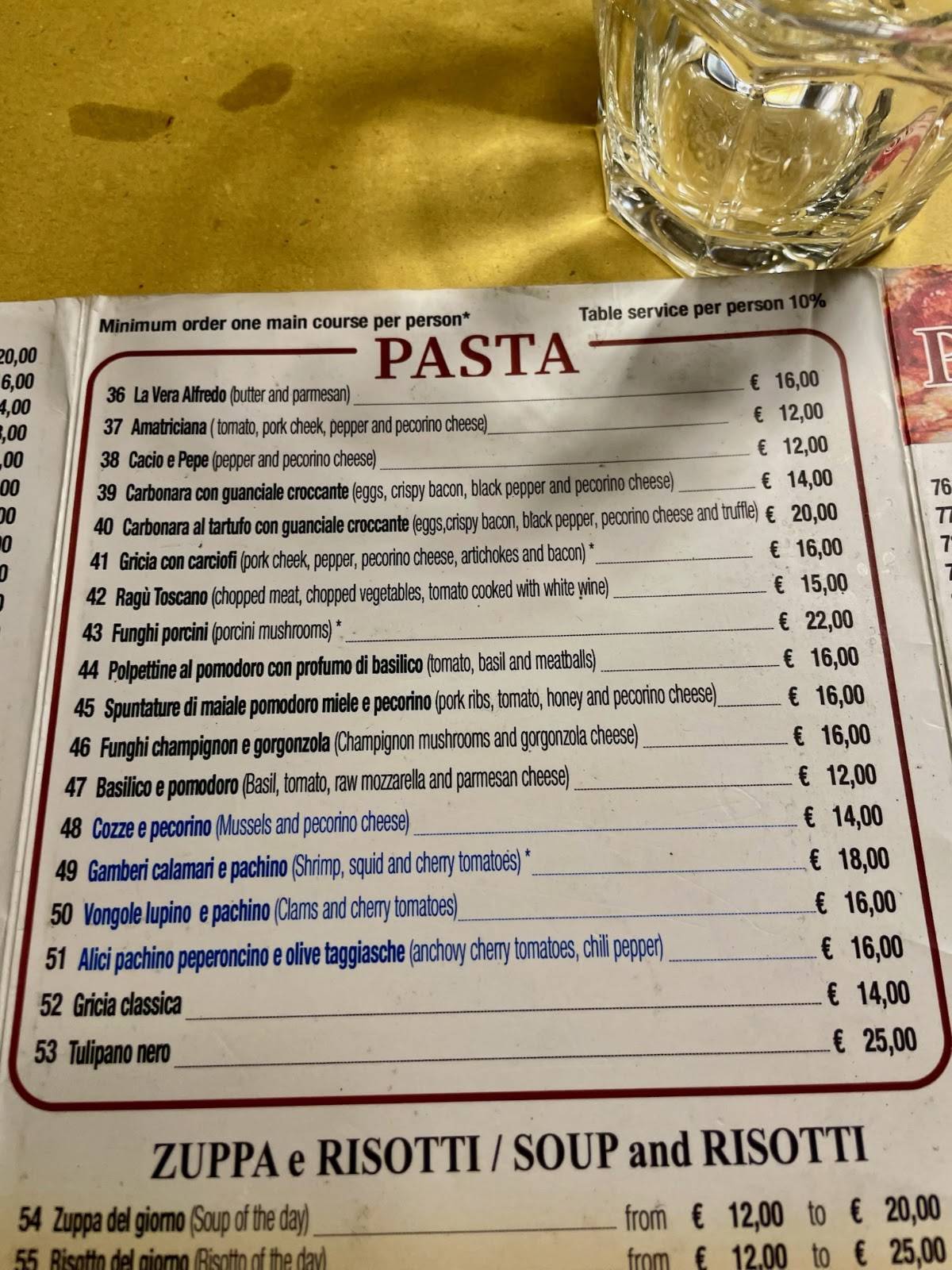 Menu di Il Tulipano Nero 