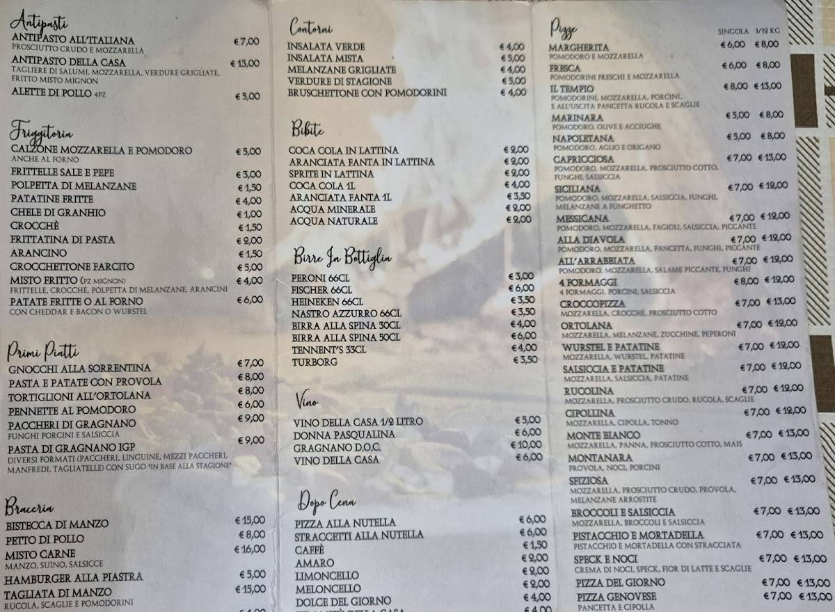 Menu di Il tempio 