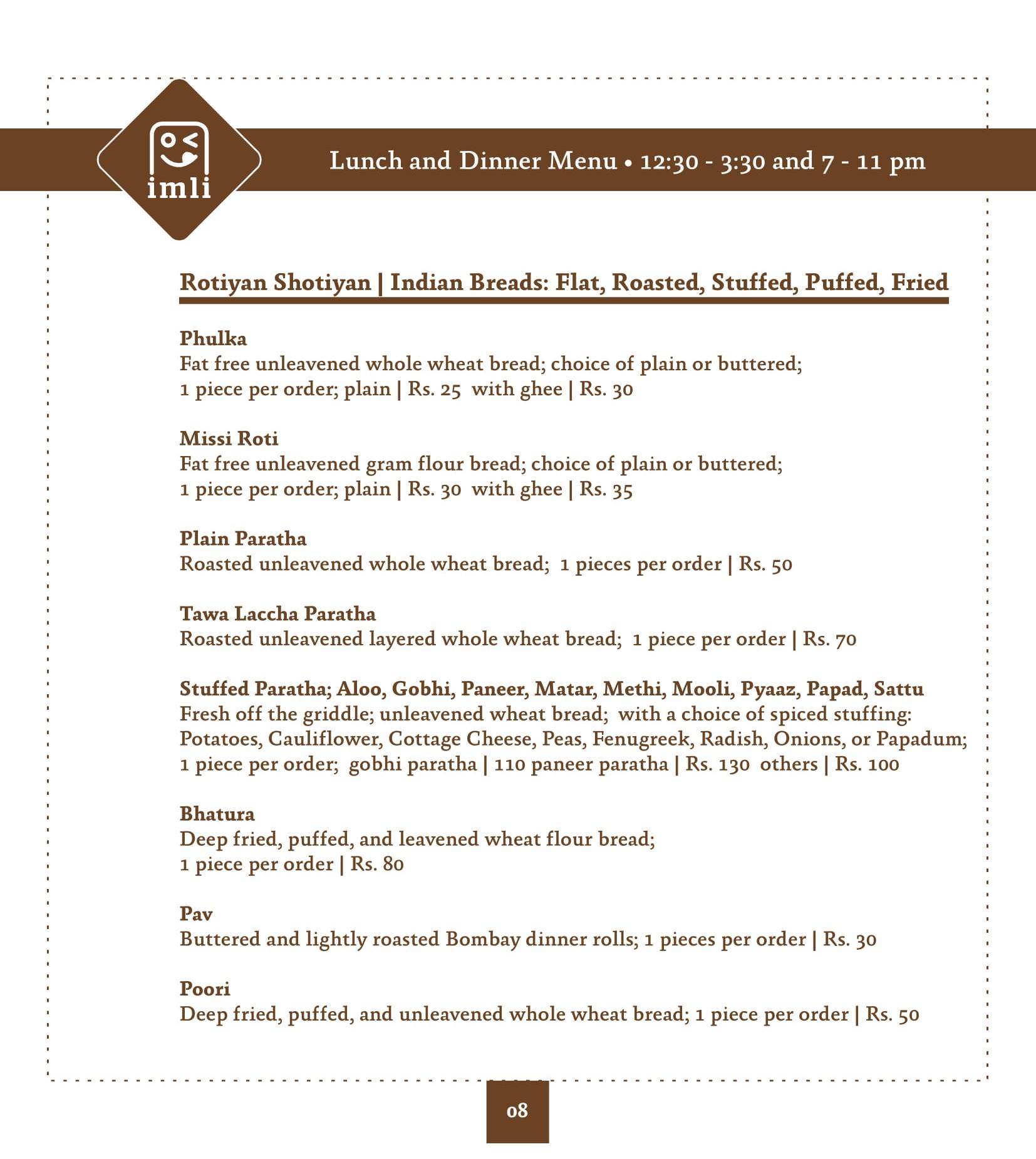 Imli Cafe & Restaurant menu