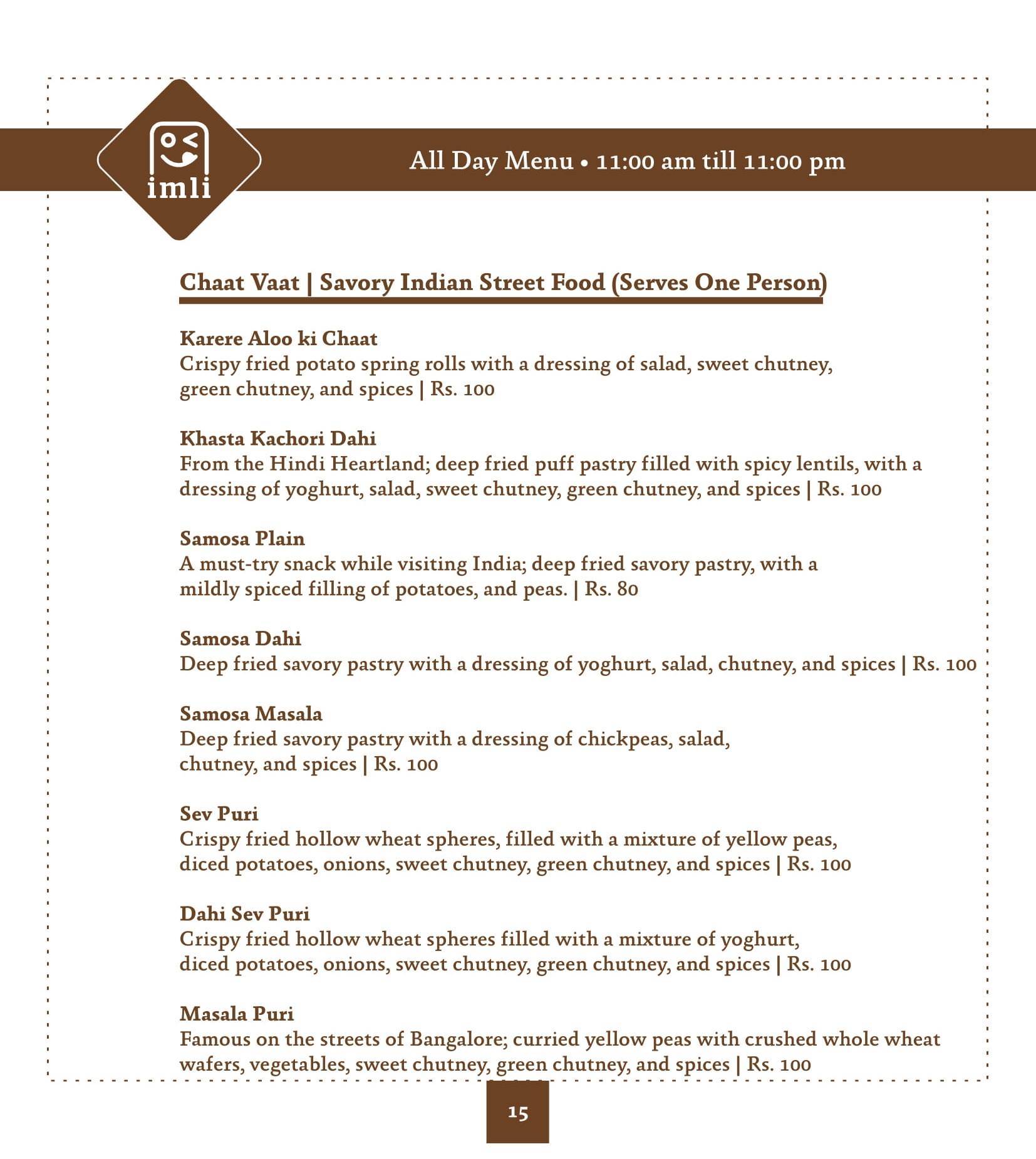 Imli Cafe & Restaurant menu