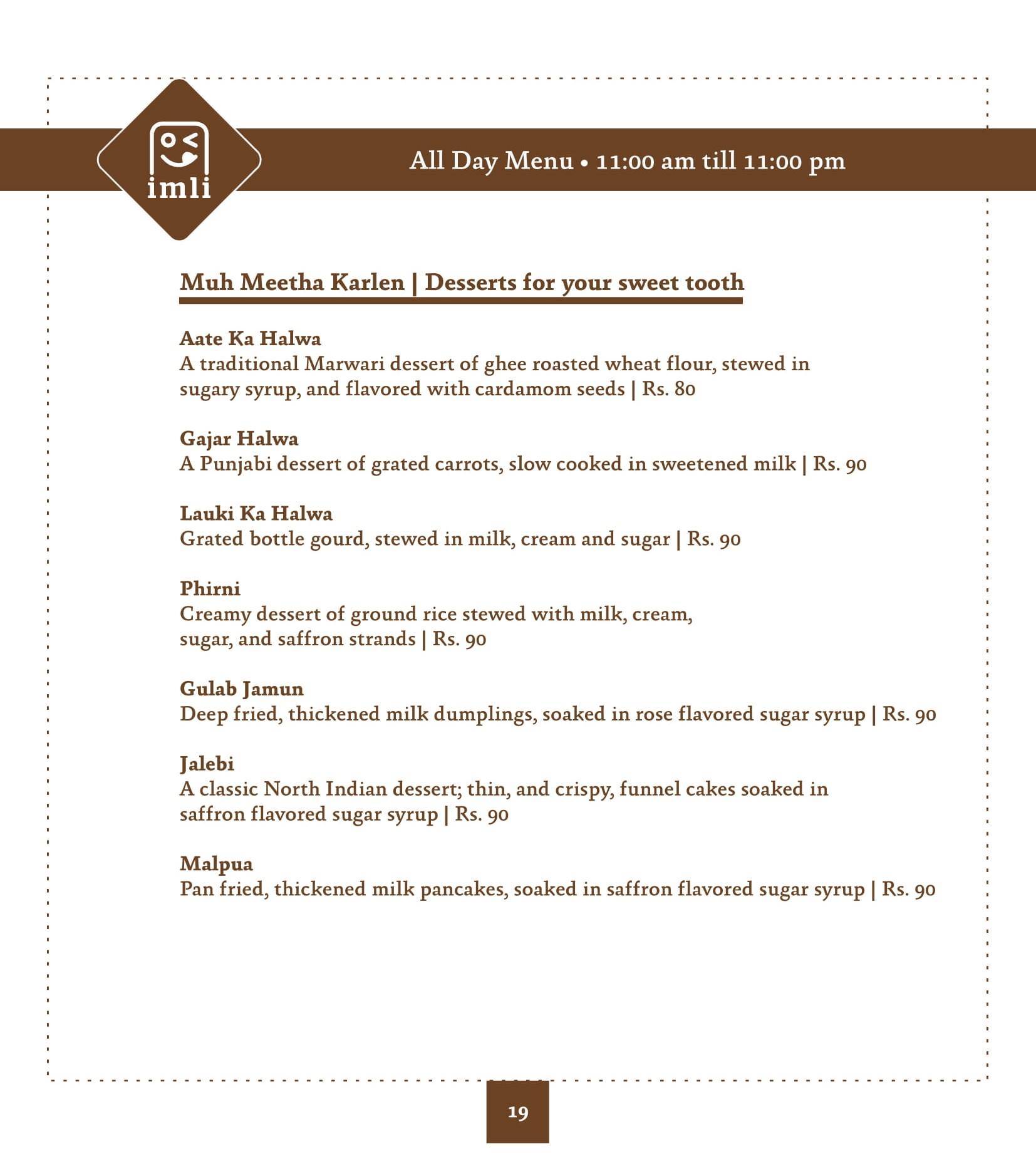 Imli Cafe & Restaurant menu