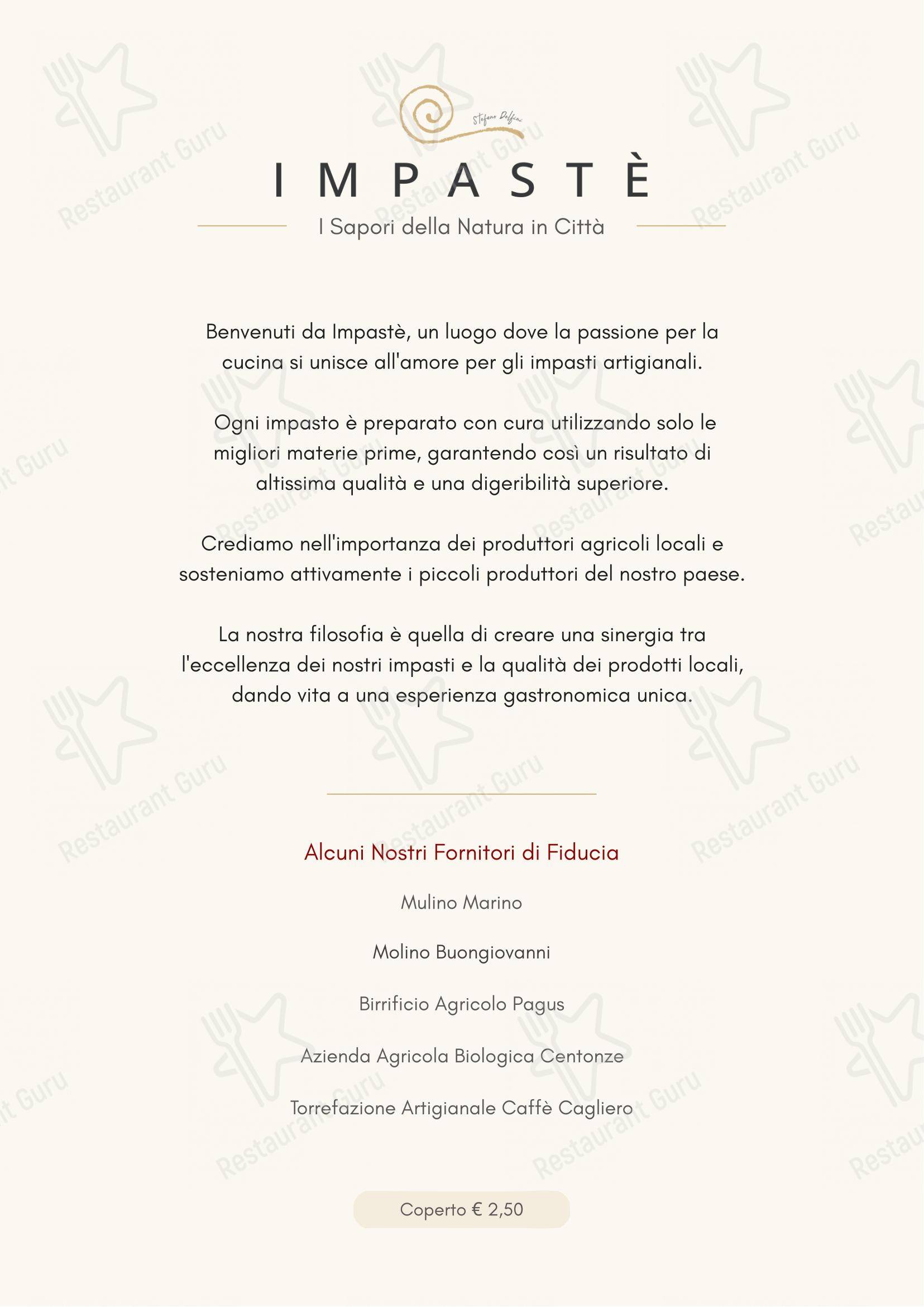 Impastè in Milano - Menu bar