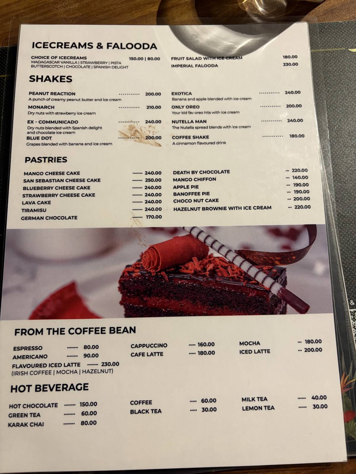 Imperial Kitchen Kowdiar menu