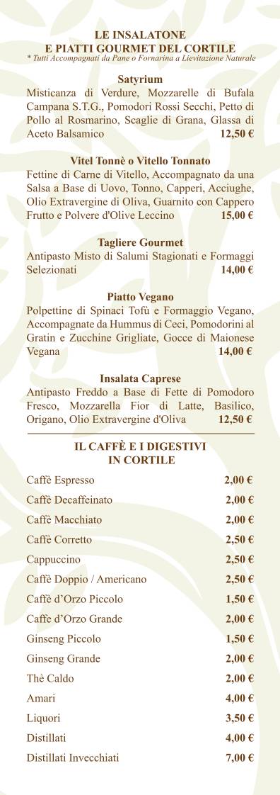 Menu di Il Cortile In Centro Pizza Gourmet 