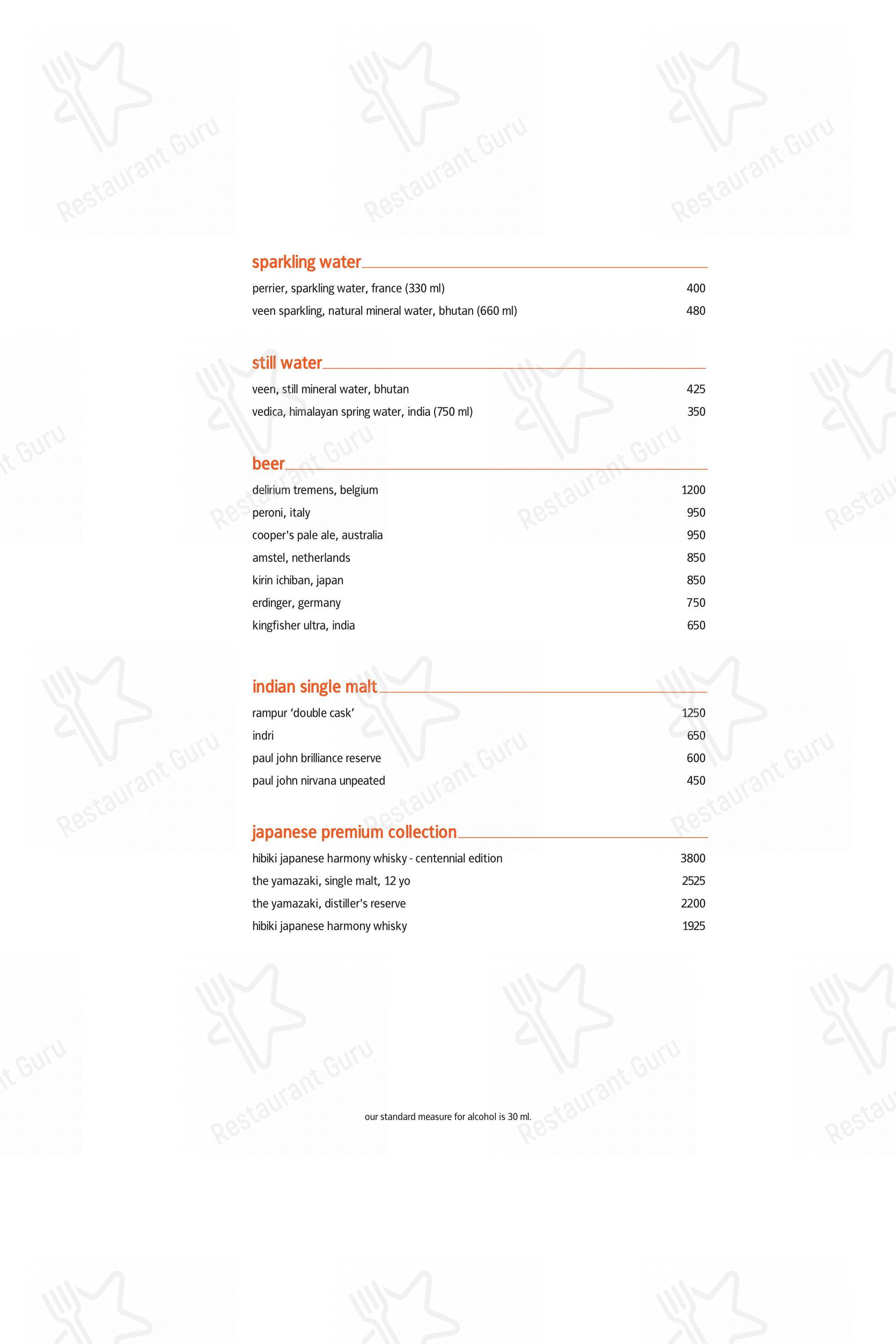 Lunch menu for the Indian Accent restaurant