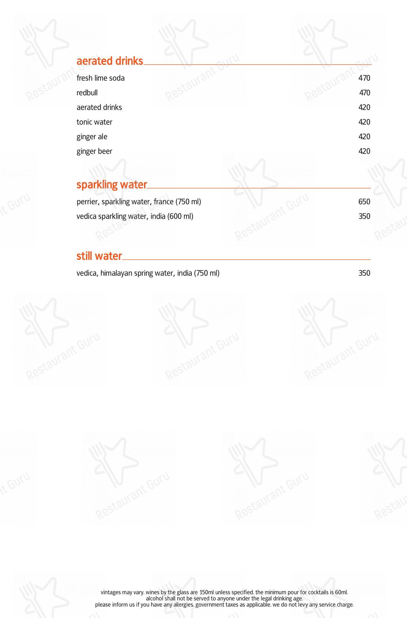 Lunch menu for the Indian Accent restaurant