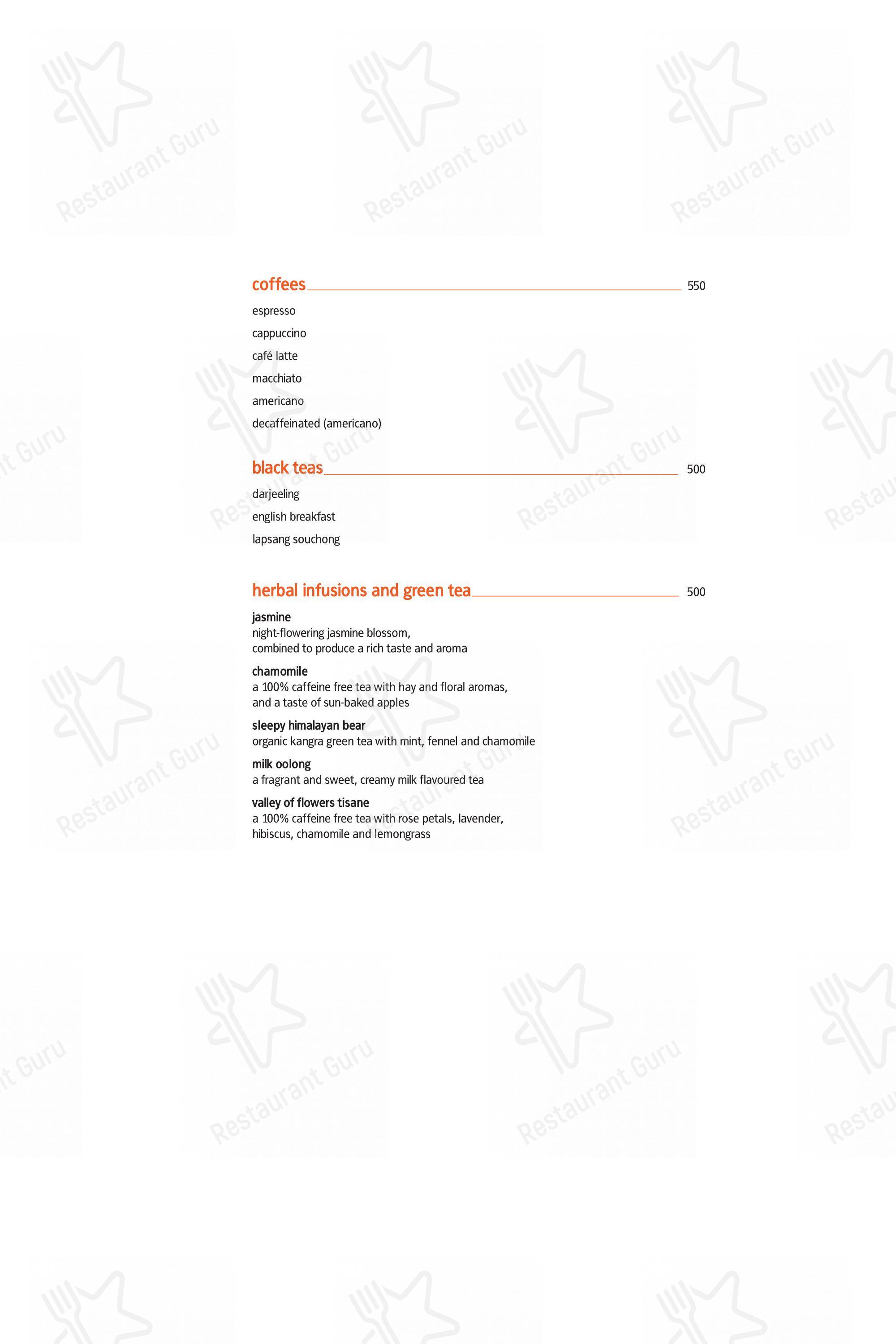 Lunch menu for Indian Accent in New Delhi