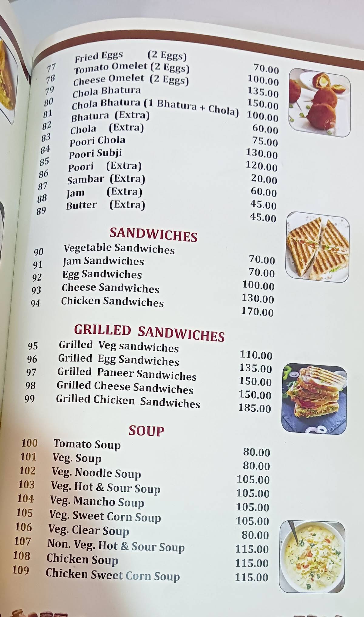 Indian Coffee House menu