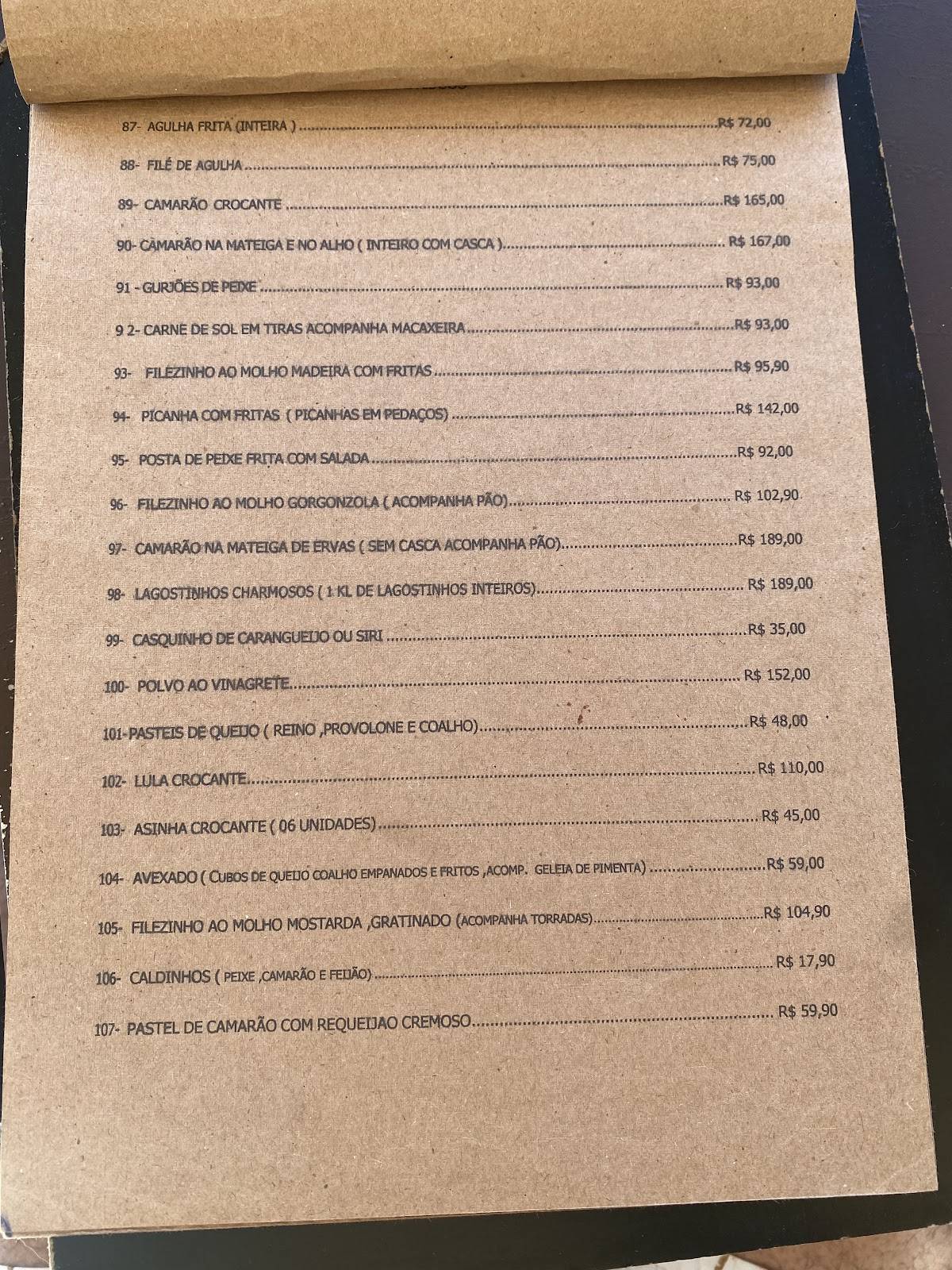 Restaurante Itaoca cardápio