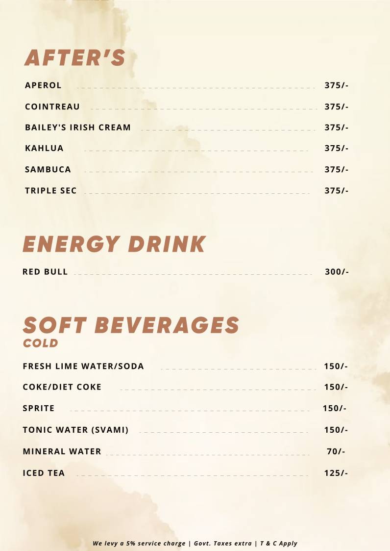 Iron Bar & Grill menu