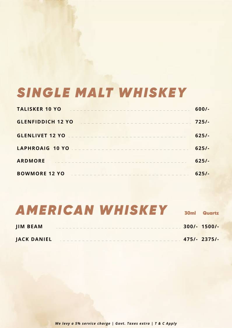 Iron Bar & Grill menu