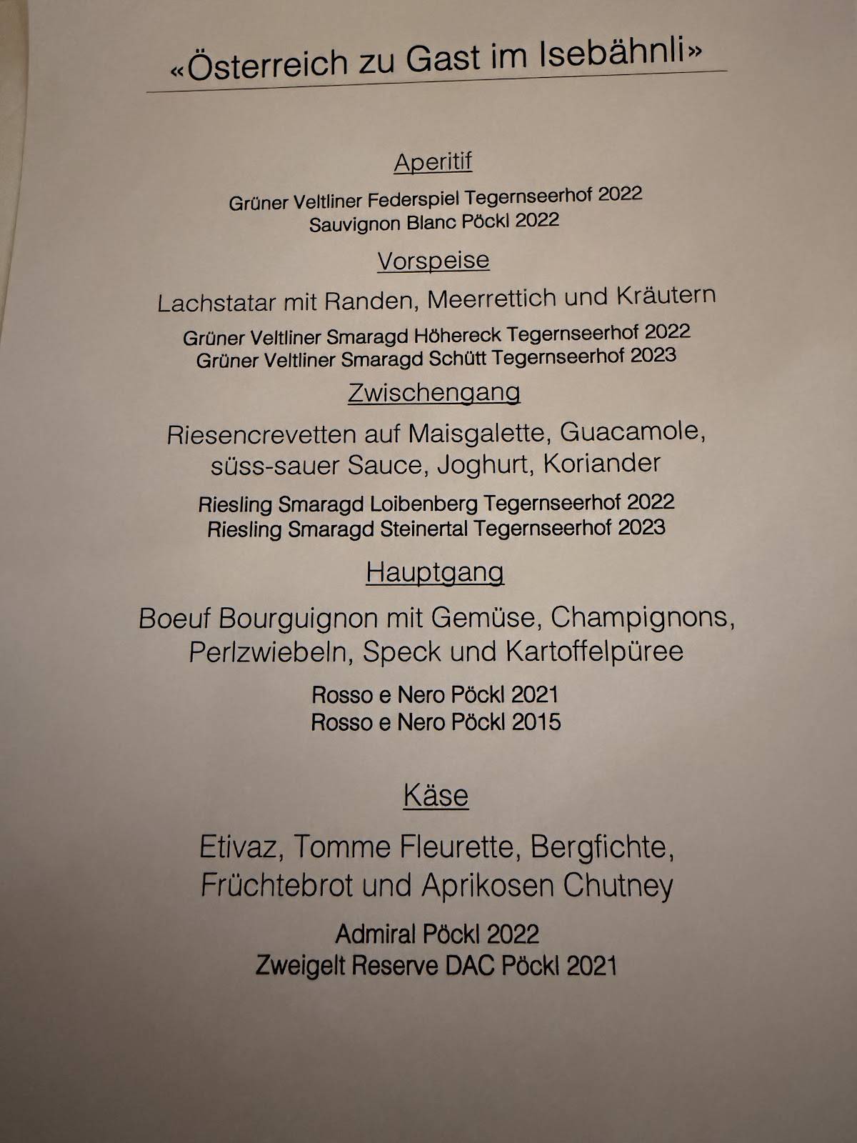 Menu di Isebähnli 