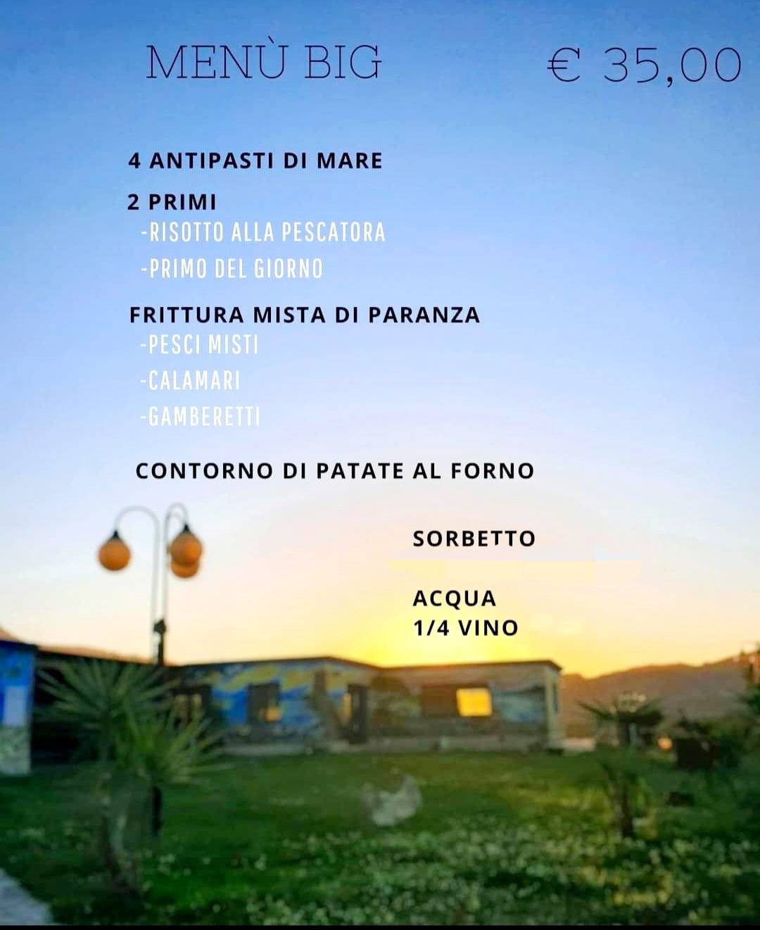 Menu di Ittiturismo La Paranza Siniscola 