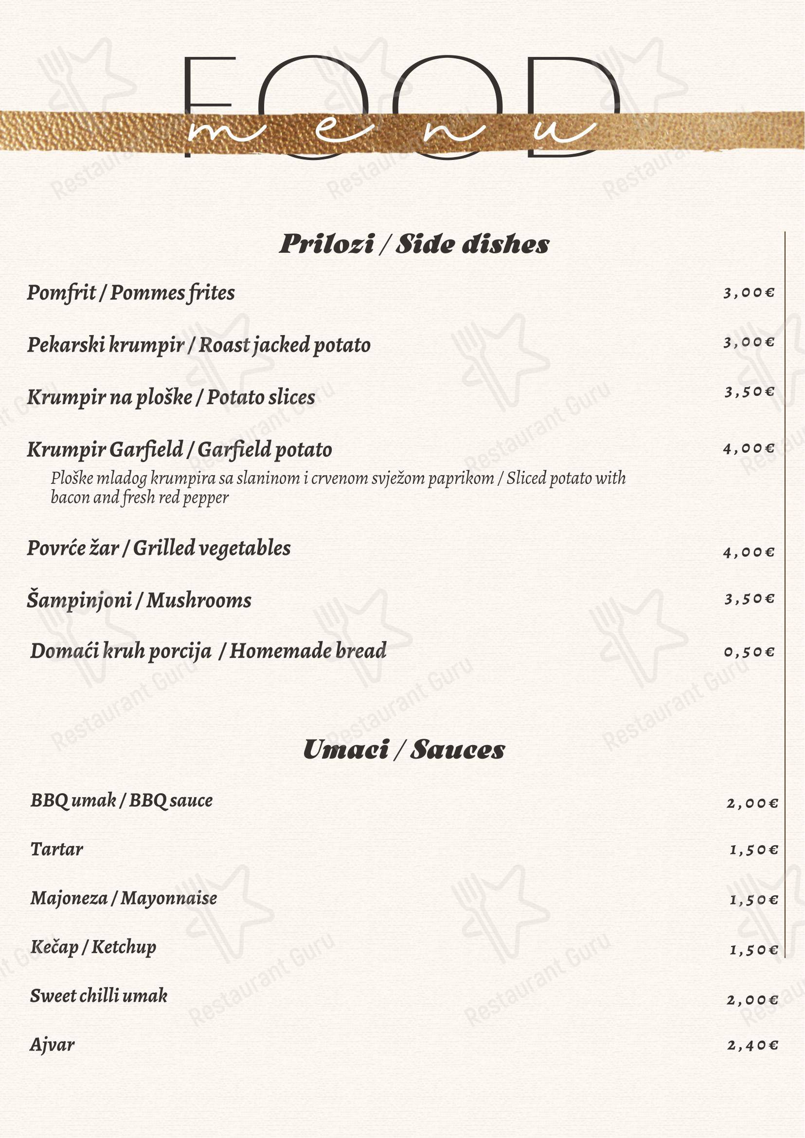 菜单 per Izletiste Petek / Restoran Garfield ristorante