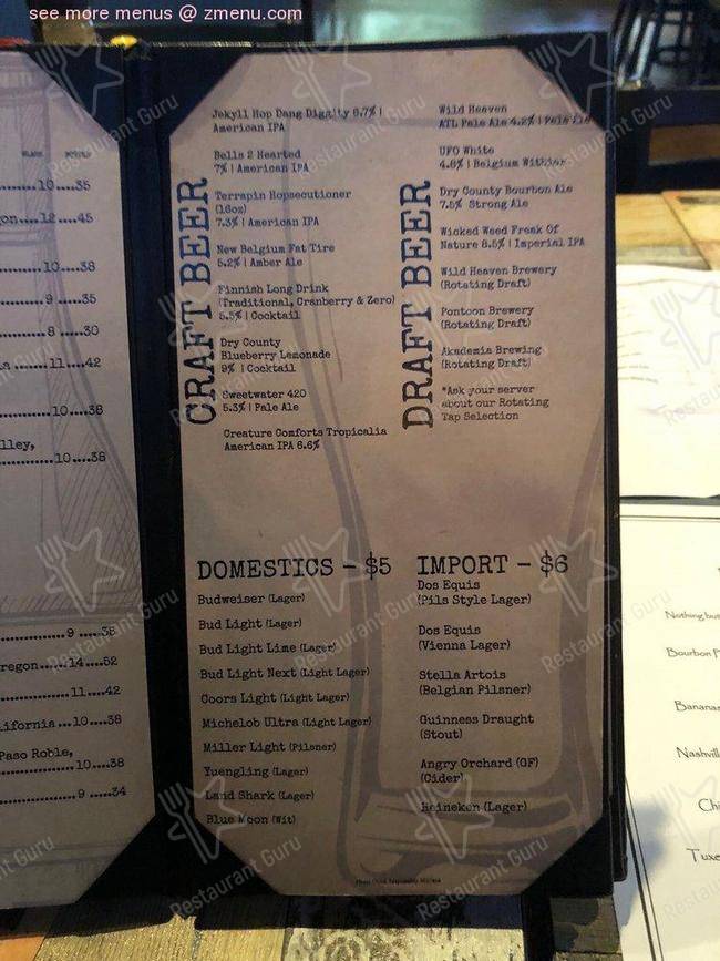 Menu at Jacks Public House, Braselton