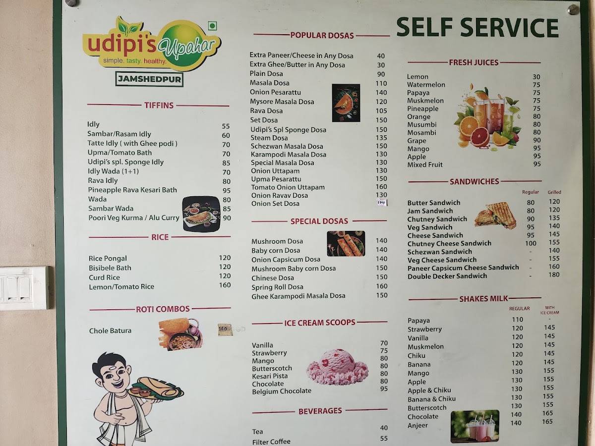 Udipi's Upahar menu
