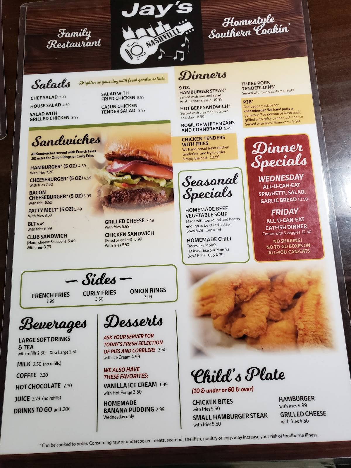 Menu at Jay's Family Restaurant, LLC, Nashville
