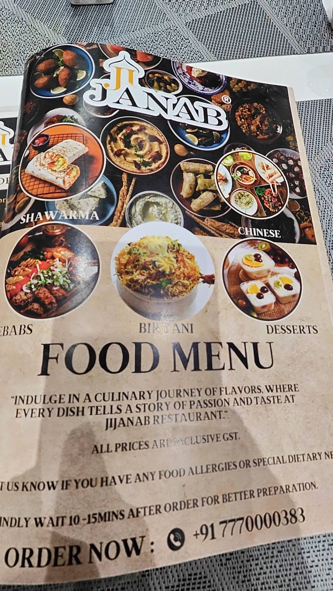 JiJanab Restaurant menu