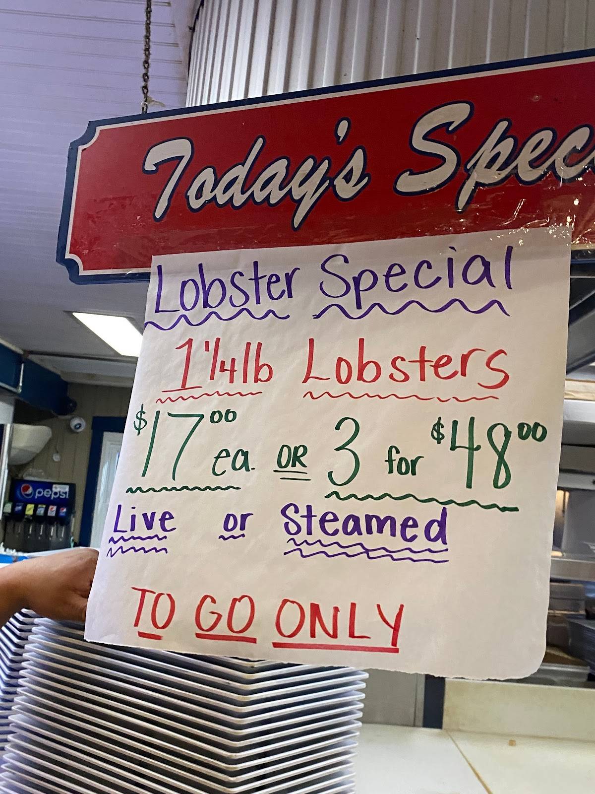 Menu at Jordan Lobster Farms restaurant, Island Park