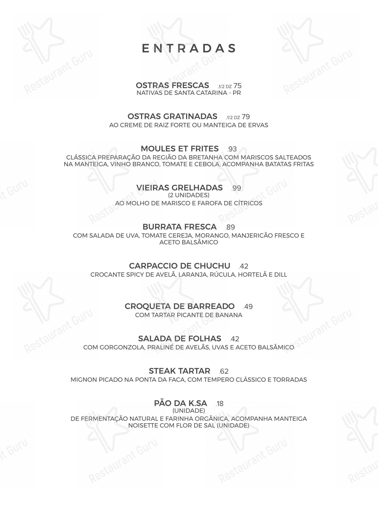 K.sa Restaurante em Curitiba - Menu