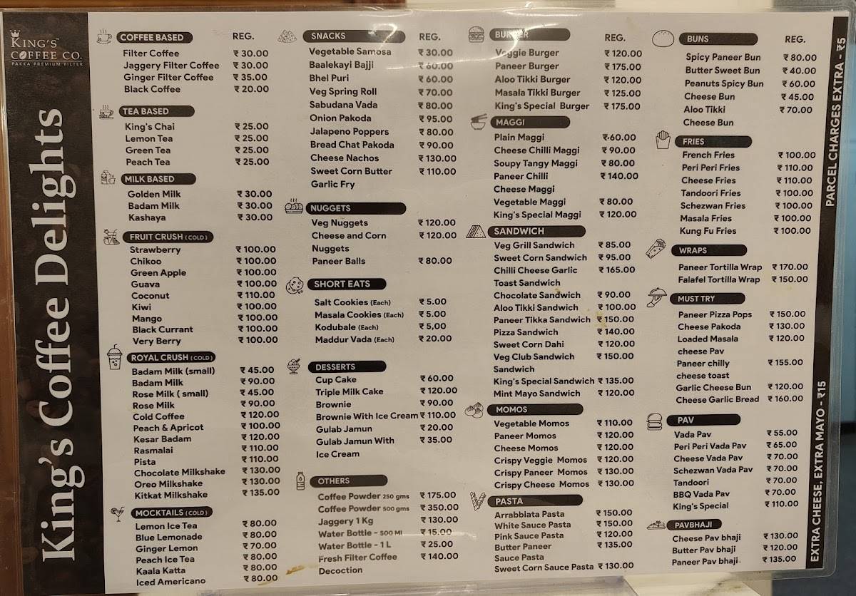 KING'S COFFEE CO. Old Court (Manuvana Park) menu