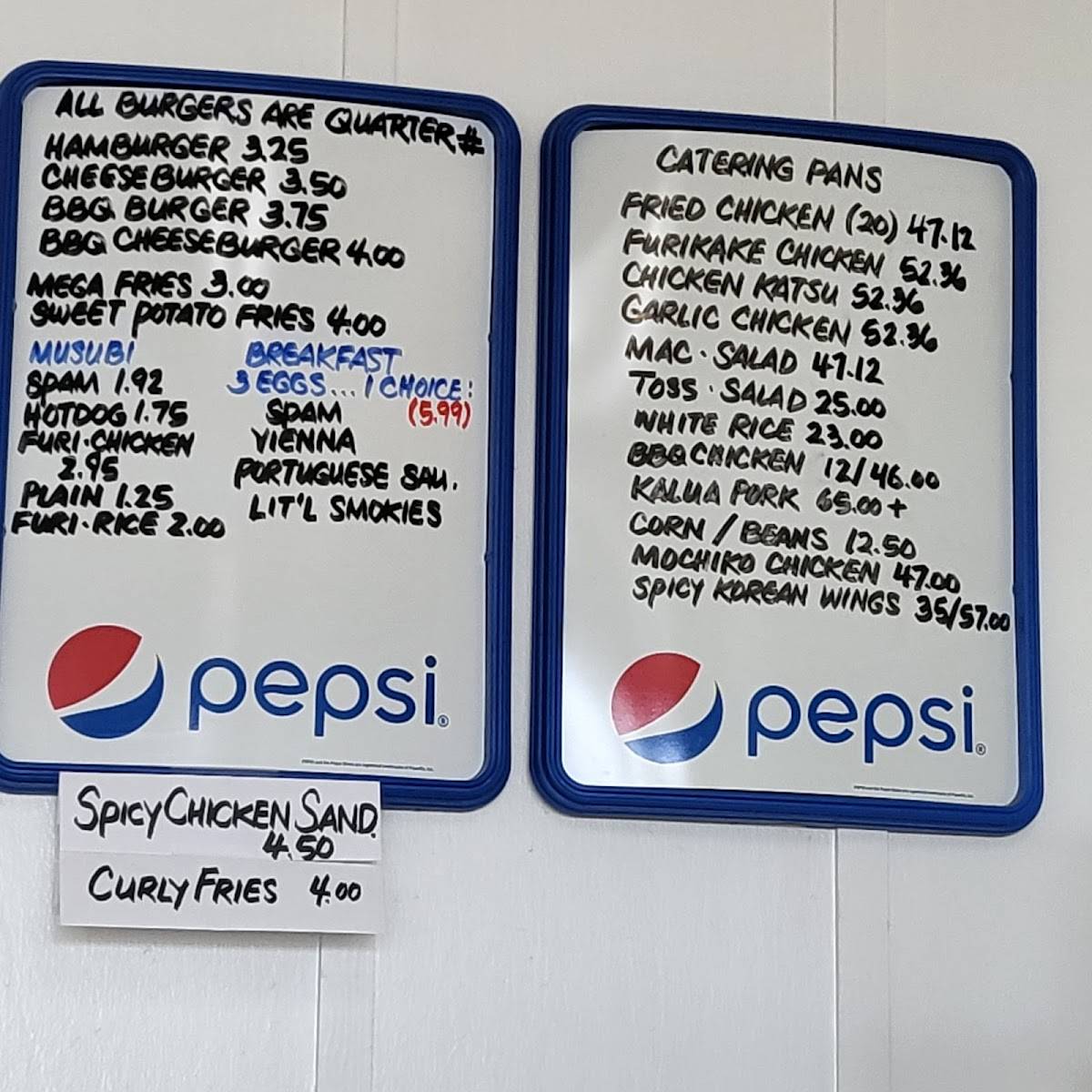 Menu at KJ’s Local Grindz restaurant, Kaneohe